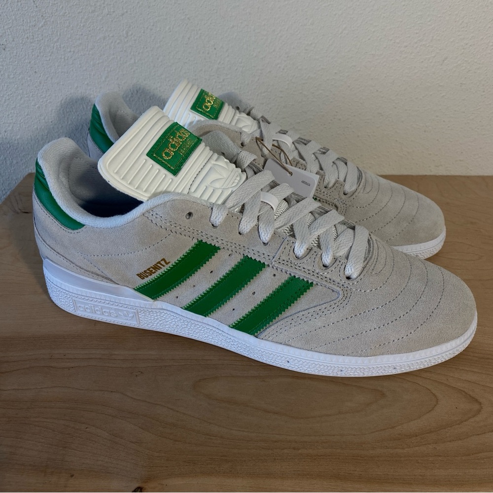 Adidas Busenitz Grey Suede Green Skateboarding Shoe - Size 9 - Picture 2 of 12